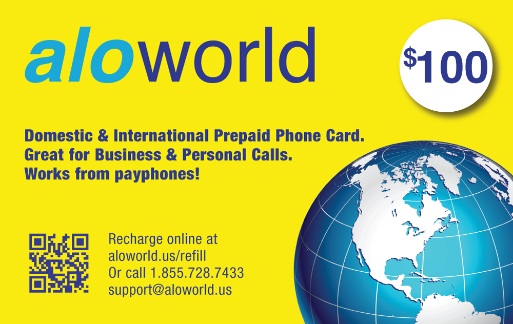 AloWorld Calling Card 100 Calling Card for Domestic and International Calls