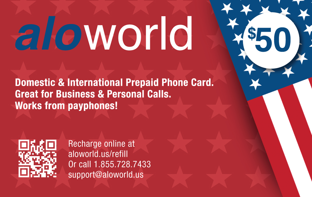 AloWorld Calling Card 50 Calling Card for Domestic and International Calls