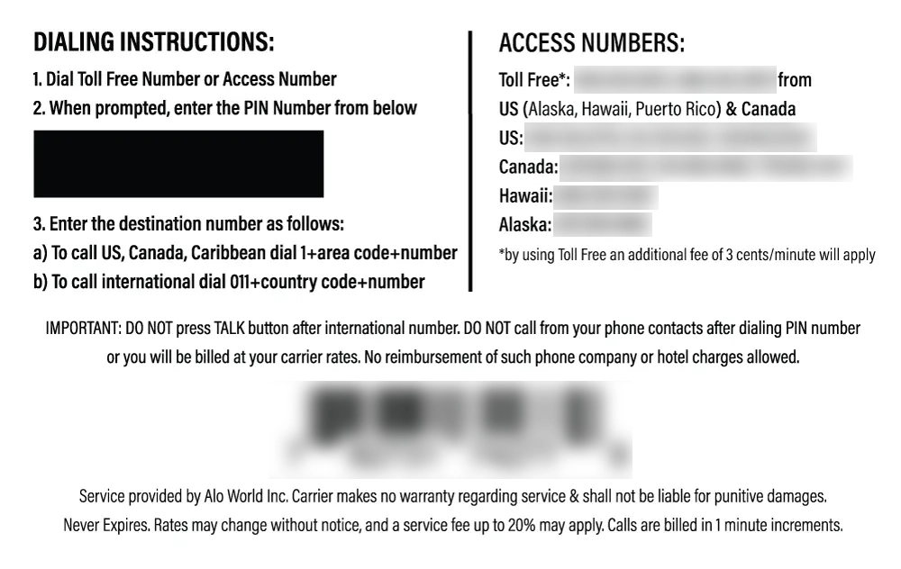AloWorld Calling Card 60 Calling Card for Domestic and International Calls