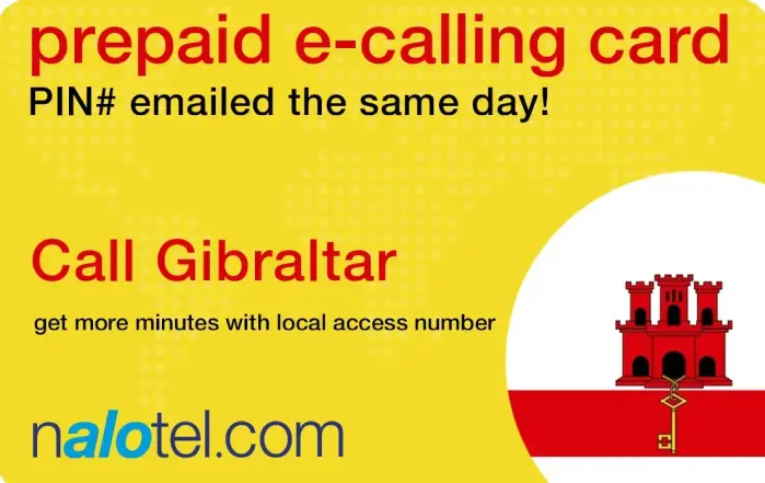 Nalotel Gibraltar calling card for affordable international calls from USA and Canada